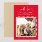 2023 FAMILIE FOTO schattig elegant scallop lijst r Feestdagenkaart (Voorkant / Achterkant)