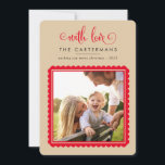 2023 FAMILIE FOTO schattig elegant scallop lijst z Feestdagenkaart<br><div class="desc">door kat massard >>> WWW.SIMPLYSWEETPAPERIE.COM << Een schattig kaartontwerp met "met liefde" bovenaan, dan je namen en boodschap, en effen kleur aan de achterkant, waardoor je de mogelijkheid hebt om een persoonlijke boodschap met de hand te schrijven. Met scallop ingelijste vierkante gevormde foto op de voorkant voor uw favoriete foto!...</div>