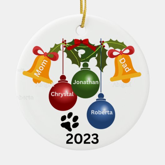 2023 Familie Kerst Ornament, gepersonaliseerd Keramisch Ornament (Voorkant)