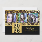 2023 Faux Gold en Black Elegant Class of Photo Kaart (Voorkant)