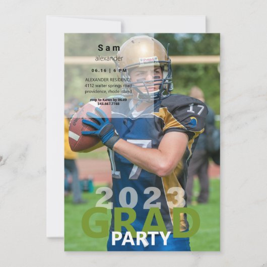 2023 Football Foto Graduation Party Kaart (Voorkant)