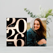 2023 Foto Black Roos Gold Afstuderen Aankondiging (Staand Voorkant)