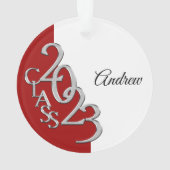 2023 Foto rood en zilver Afstuderen Ornament (achterkant)