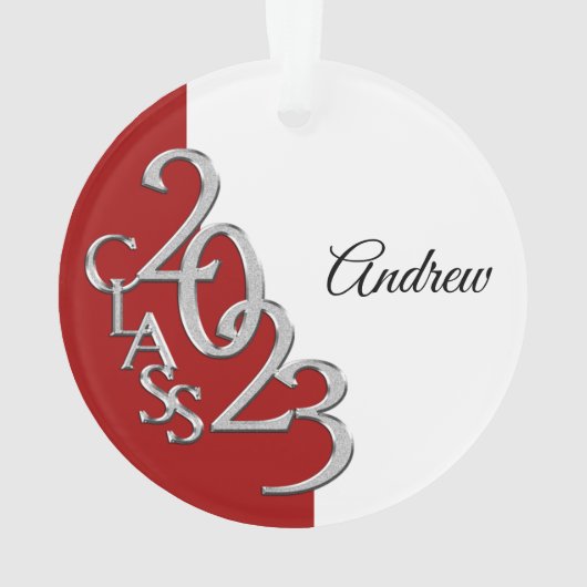 2023 Foto rood en zilver Afstuderen Ornament (achterkant)
