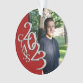 2023 Foto rood en zilver Afstuderen Ornament (voorkant)