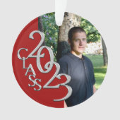 2023 Foto rood en zilver Afstuderen Ornament (voorkant)