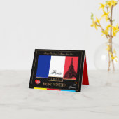 2023 Frans Flag & Eiffel Happy Nieuwjaar, Frankrij Kaart (Gele Bloem)