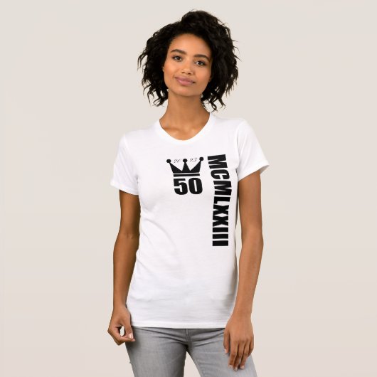 2023 Geboren in 1973 Romeinse cijfers 50ste Jubile T-shirt (Voorkant volledig)