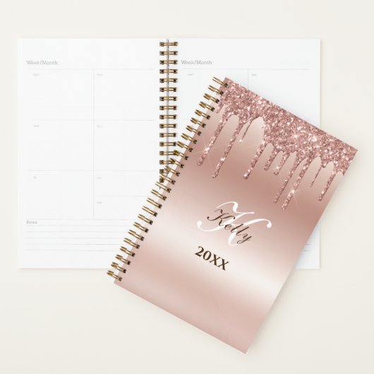 2023 Gedetailleerde Roos Gold-gepersonaliseerde na Planner (Display)