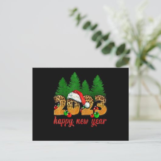 2023 Gelukkig Nieuwjaar Luipaard Oud en Nieuw Fees Feestdagenkaart (Staand voorkant)