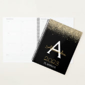 2023 Gold Black Glitter Monogram Modern Luxury Planner (Display)