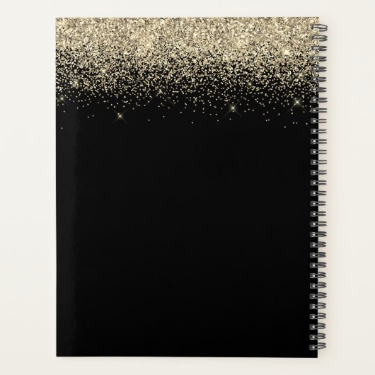 2023 Gold Black Glitter Monogram Modern Luxury Planner (Achterkant)