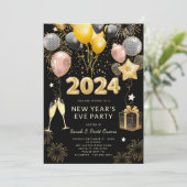 2023 Gold Glitter op de Eve Party in het nieuwjaar Kaart (Staand voorkant)