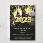 2023 Gold Glitter op de Eve Party in het nieuwjaar Kaart (Voorkant)