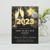 2023 Gold Glitter op de Eve Party in het nieuwjaar Kaart (Staand voorkant)