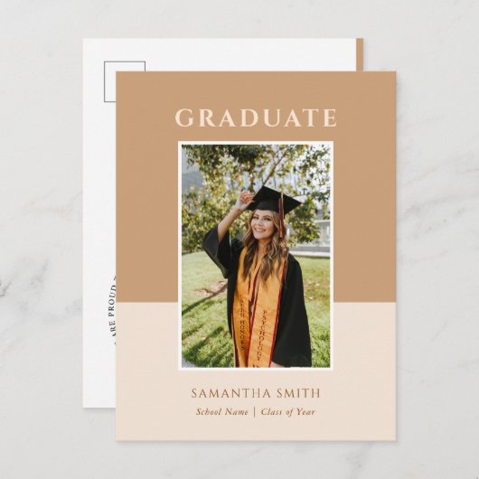 2023 Gold Modern Script Simple Photo Afstuderen Aankondigingskaart (Voorkant / Achterkant)