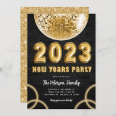 2023 Gold New Years Party Invitation Kaart (Voorkant / Achterkant)