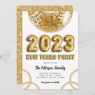 2023 Gold New Years Party Invitation Kaart