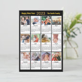 2023 Gold Script Modern Family 12 Fotokalender Feestdagenkaart (Staand voorkant)