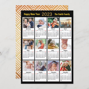 2023 Gold Script Modern Family 12 Fotokalender Feestdagenkaart