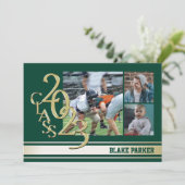 2023 Gold Varsity Stripe Afstuderen Tri Photo Gree Kaart (Staand voorkant)