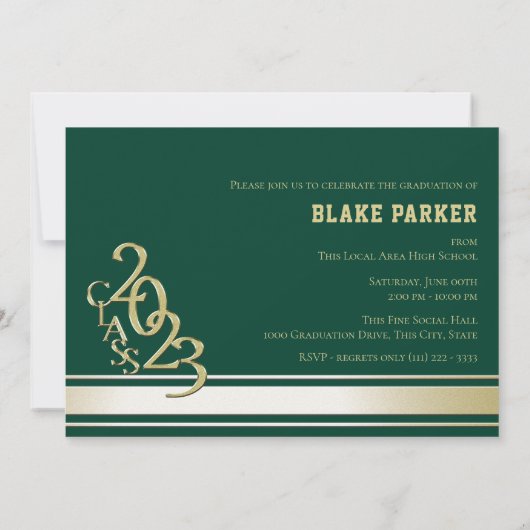 2023 Gold Varsity Stripe Afstuderen Tri Photo Gree Kaart (Achterkant)