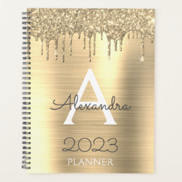 2023 Gouden Glitter Moderne Monogram Planner