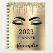 2023 Gouden Glitter Wimper Glam Planner (Voorkant)