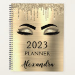 2023 Gouden Glitter Wimpers Glam Planner<br><div class="desc">2023 Gouden Wimpers Glitter Glans Monogram Naam en Initiaal Spiraal Notitieboek. Dit is het perfecte cadeau voor een 16e verjaardag, trouwdag, bruidsfeest, jubileum, baby shower of vrijgezellenfeest voor iemand die van glamour luxe en chic stijlen houdt.</div>