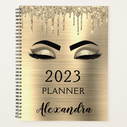 2023 Gouden Glitter Wimpers Glam Planner (Voorkant)