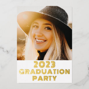 2023 Graduation Party 2 Photo Gold Foil Invitation Folie Uitnodiging