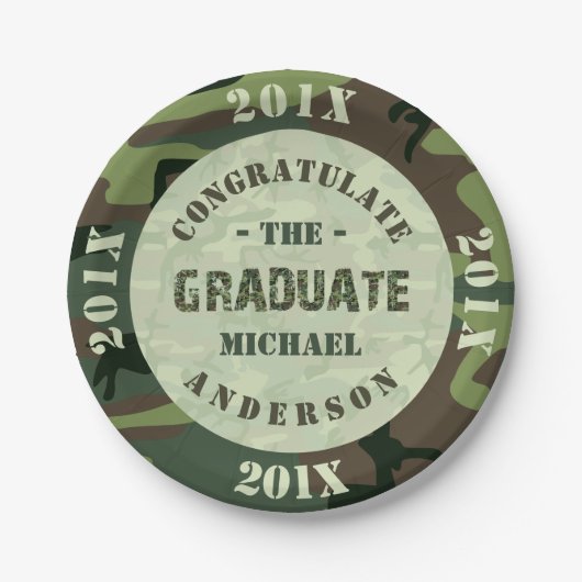 2023 Graduation Party Camouflage Custom Camo Papieren Bordje (Voorkant)