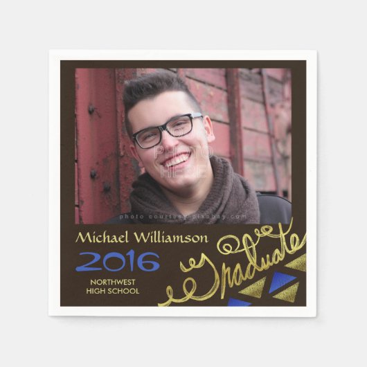 2023 Graduation Party Foto Gouden folie Typografie Servet (Voorkant)