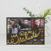 2023 Graduation Party Gold Typografie Moderne foto Kaart (Staand voorkant)
