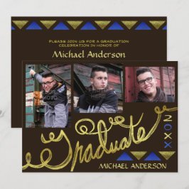2023 Graduation Party Gold Typografie Moderne foto Kaart