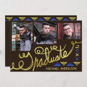 2023 Graduation Party Gold Typografie Moderne foto Kaart