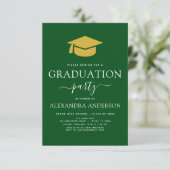 2023 Graduation Party Green Gold Modern Elegant Kaart (Staand voorkant)