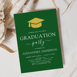 2023 Graduation Party Green Gold Modern Elegant Kaart