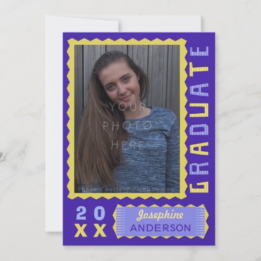 2023 Graduation Party Photo Cute Paars Yellow Mod Kaart (Voorkant)