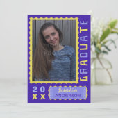 2023 Graduation Party Photo Cute Paars Yellow Mod Kaart (Staand voorkant)