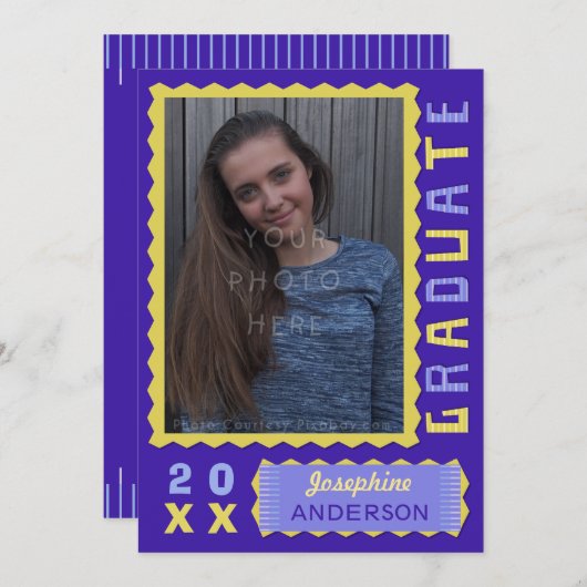 2023 Graduation Party Photo Cute Paars Yellow Mod Kaart (Voorkant / Achterkant)
