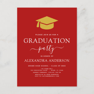 2023 Graduation Party Red Gold Color Option Briefkaart