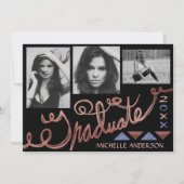 2023 Graduation Party Roos Gold Typografie Kaart (Voorkant)