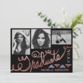 2023 Graduation Party Roos Gold Typografie Kaart (Staand voorkant)