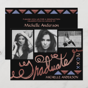 2023 Graduation Party Roos Gold Typografie Kaart