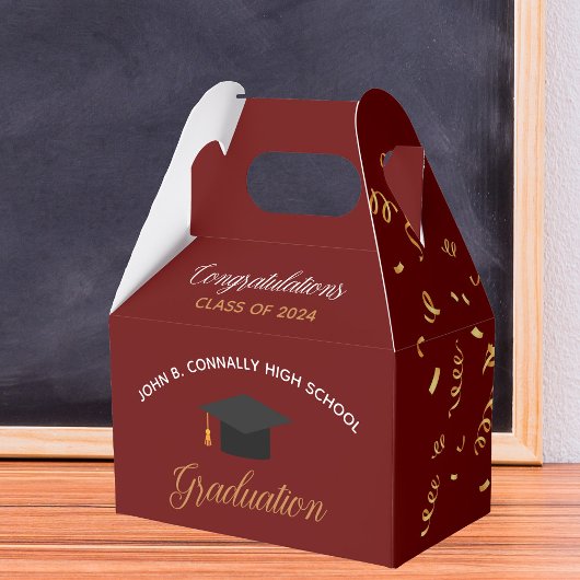 2023 Graduation Red Gold Streamers Custom Party Bedankdoosjes