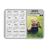 2023 Gray Mini Photo Calendar Magneet (Horizontaal)