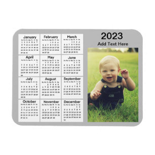 2023 Gray Mini Photo Calendar Magneet