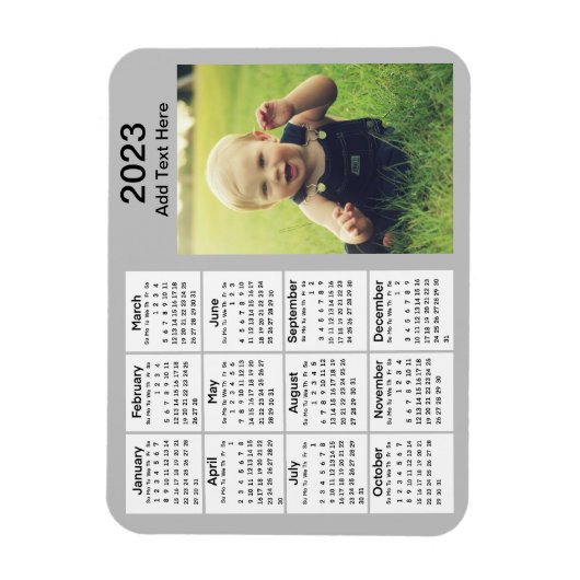 2023 Gray Mini Photo Calendar Magneet (Verticaal)
