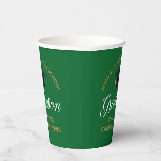 2023 Green Gold Afstuderen Custom School Party Papieren Bekers (Rechts)